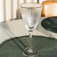 Taça De Vinho De Vidro Com Borda Dourada Lines 400ml Wolff - 2