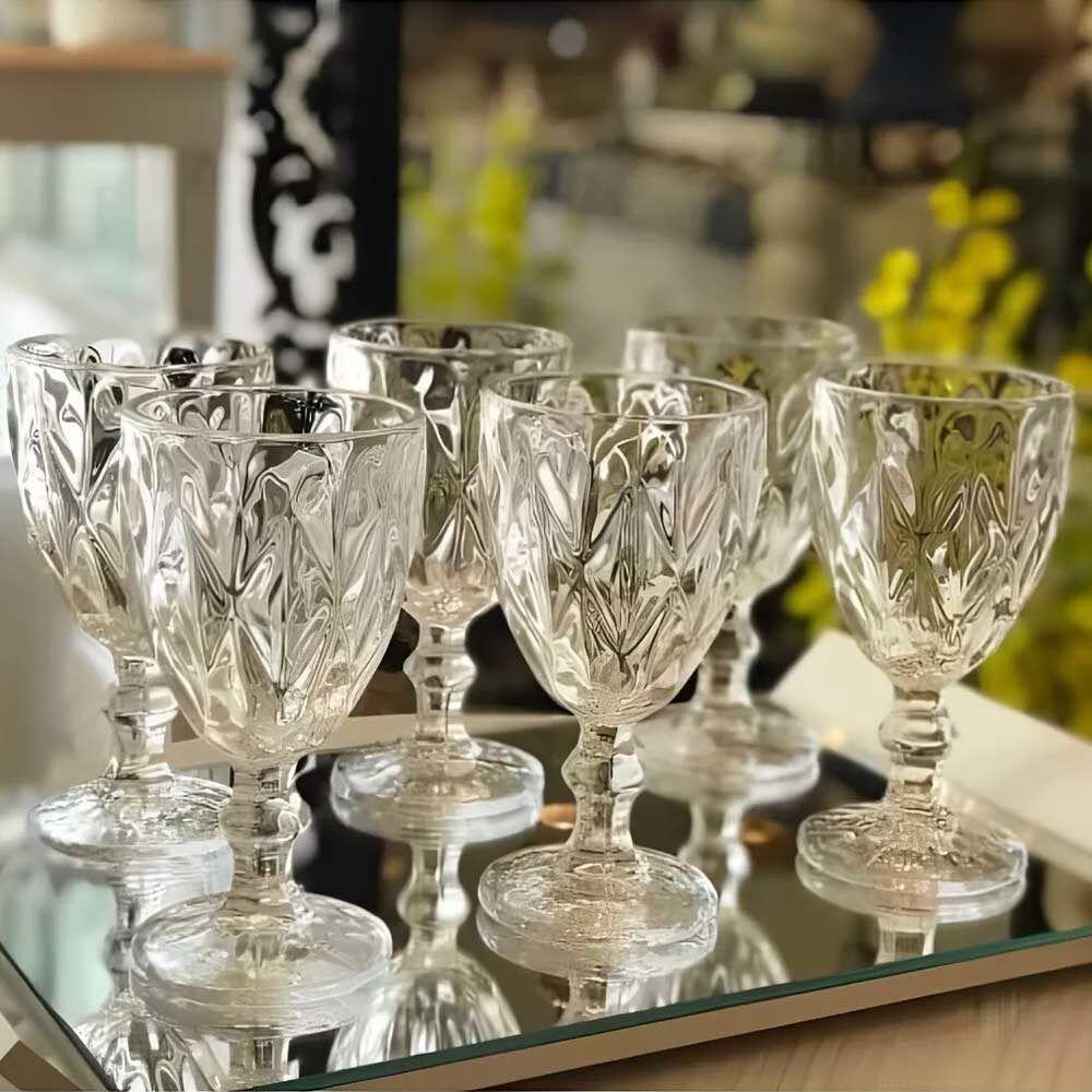 Taça De Vidro Para água Diamante Transparente Emcasatem 340ml - 2