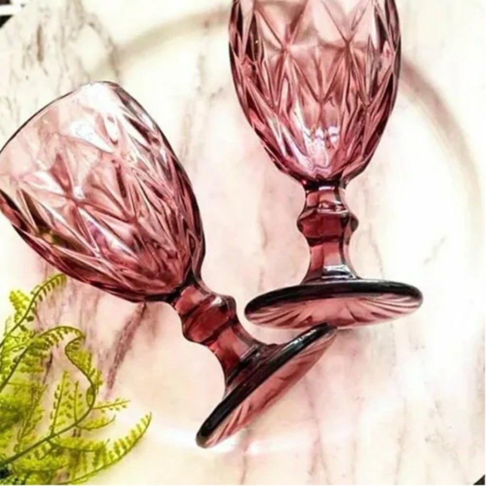 Taça De Acrílico Vermelha Diamond Diamante Festa Piscina Plástico 330ml Lyor - 3