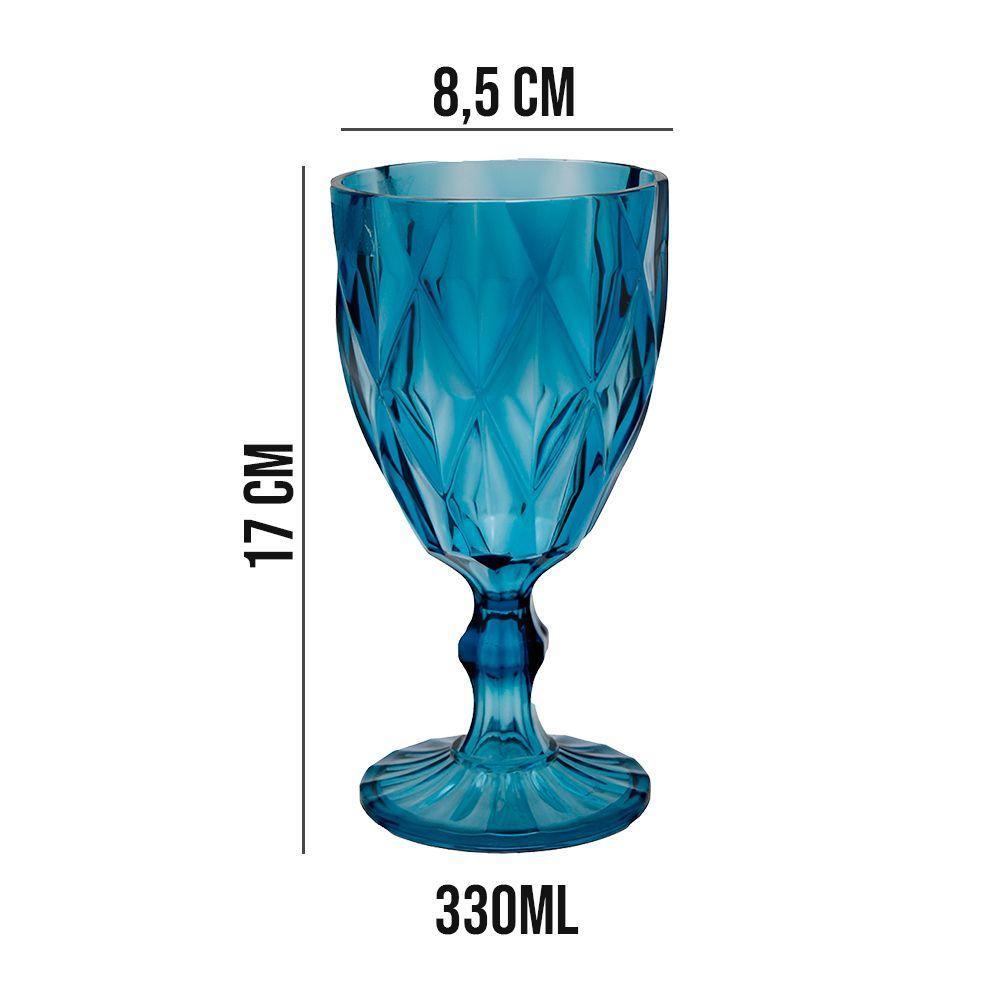 Taça De Acrílico Azul Diamond Diamante Festa Piscina Plástico 330ml Lyor - 5