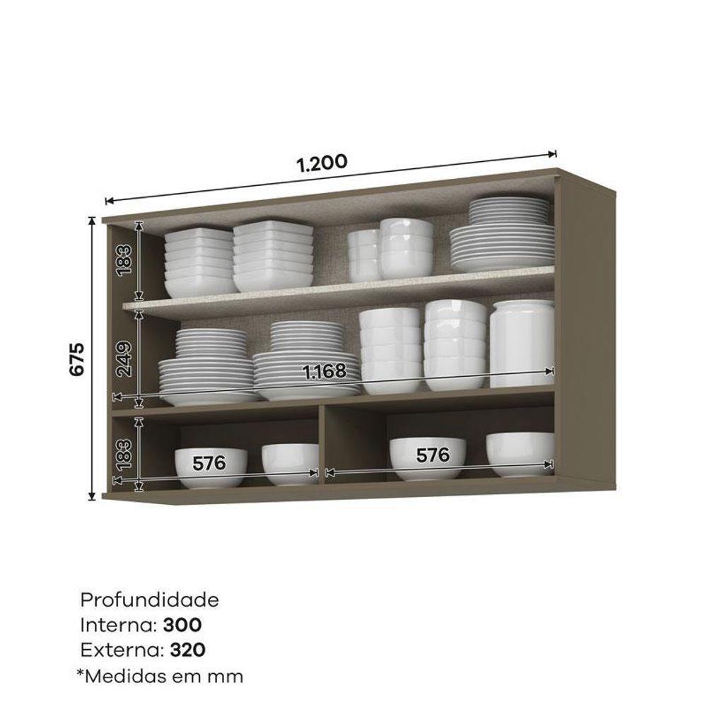 Armário Aéreo 1 Porta Basculante Ripado 120 Cm Connect Duna Cristal - Henn - 3