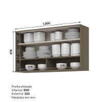 Armário Aéreo 1 Porta Basculante Ripado 120 Cm Connect Duna Cristal - Henn - 3