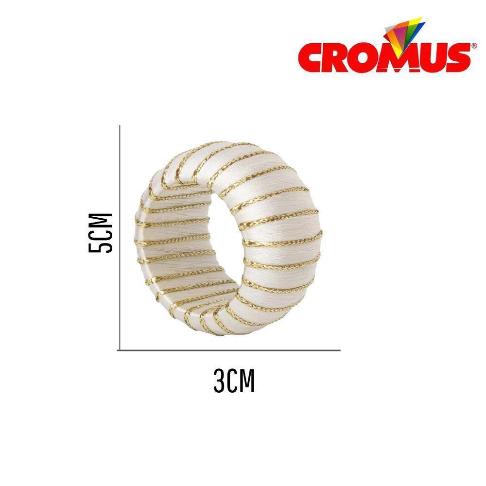 Conjunto C-4 Porta Guardanapo Natalino Listrado Branco E Dourado Natal 5x3cm Cromus - 4
