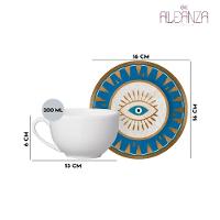 Xícara Chá Branca Cerâmica C- Pires Olho Grego Plus Alleanza - 3