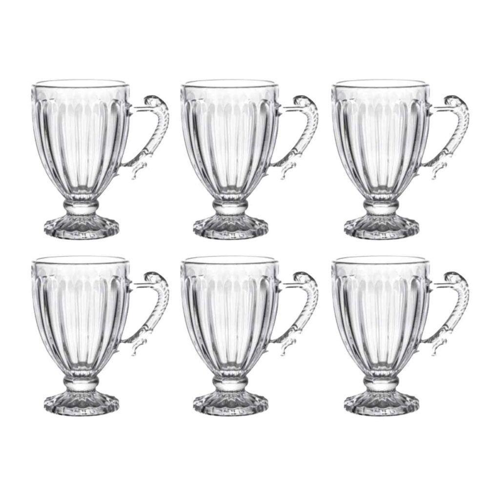 Jogo 6 Xícaras Para Café De Cristal Transparente Imperial 100ml Lyor - 6