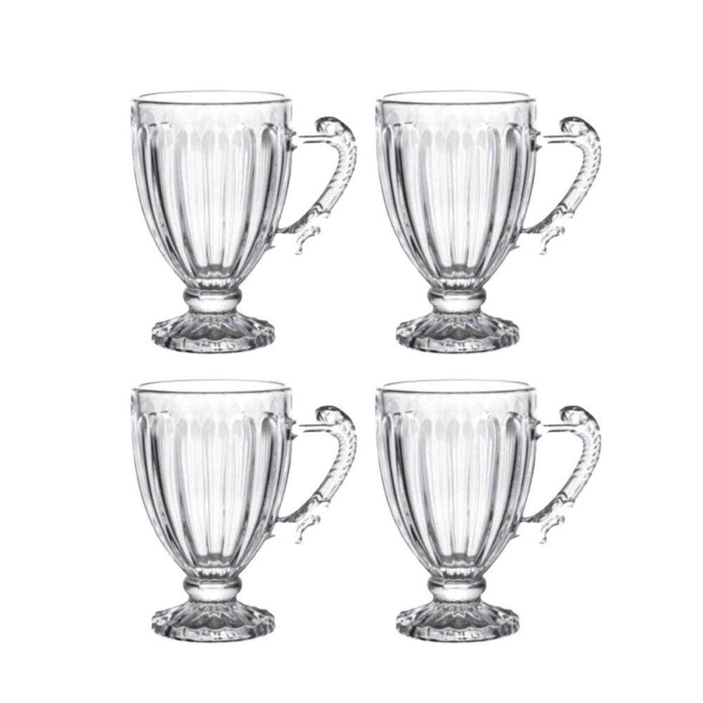 Jogo 4 Xícaras Para Café De Cristal Transparente Imperial 100ml Lyor - 1