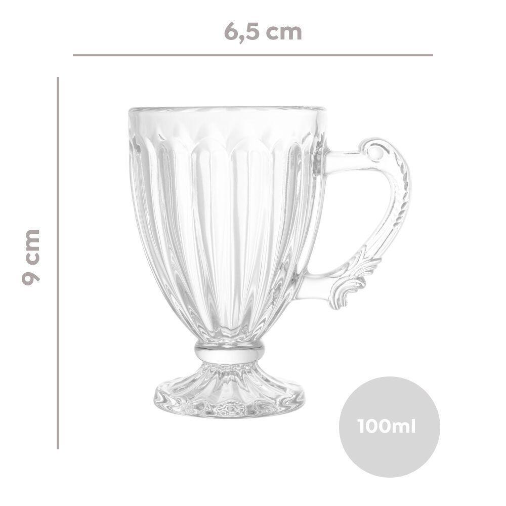 Jogo 4 Xícaras Para Café De Cristal Transparente Imperial 100ml Lyor - 4