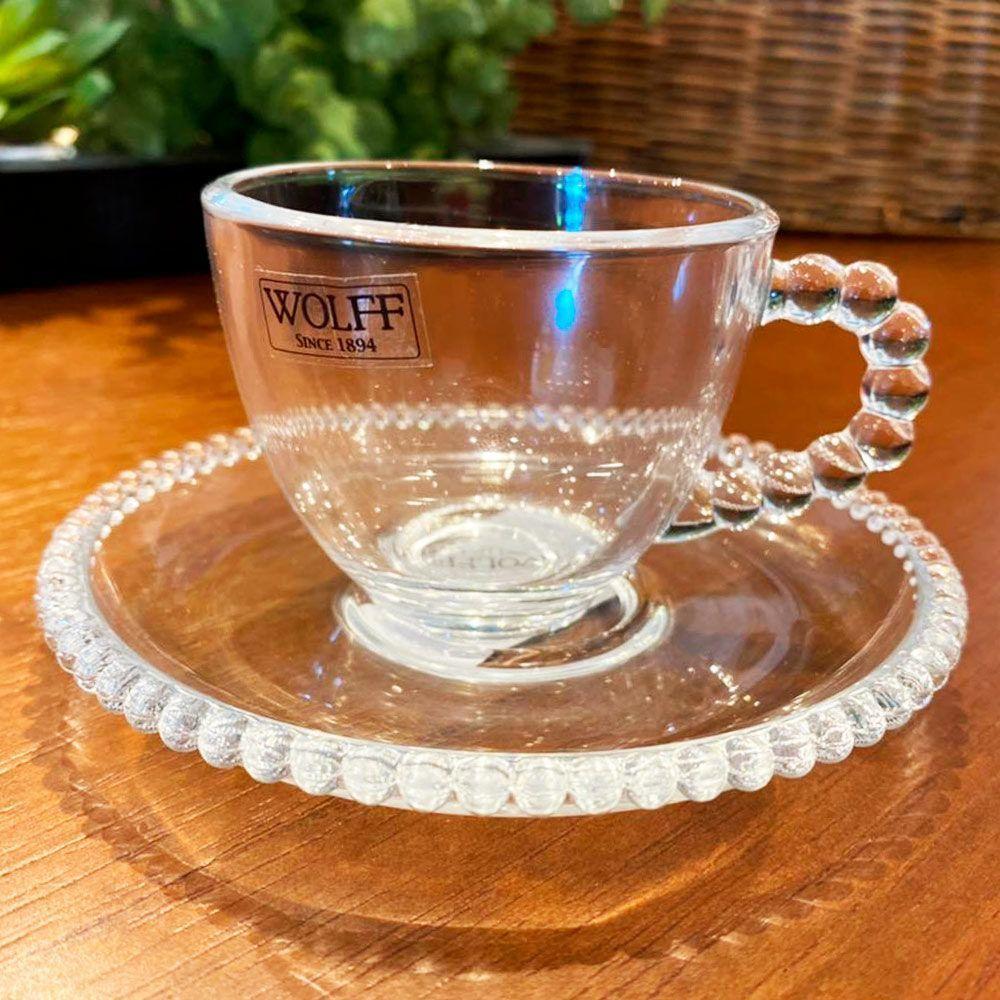 Jogo 6 Xícaras De Café De Com Pires Cristal Pearl Wolff Cor Transparente 90ml - 3