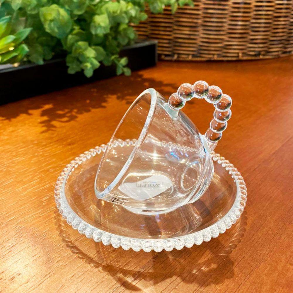 Jogo 6 Xícaras De Café De Com Pires Cristal Pearl Wolff Cor Transparente 90ml - 6