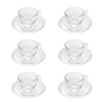 Jogo 6 Xícaras De Café De Com Pires Cristal Pearl Wolff Cor Transparente 90ml - 9
