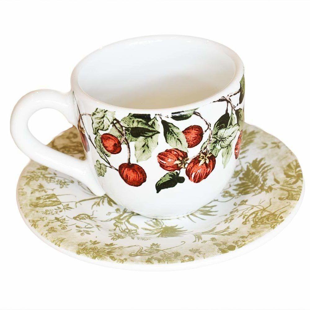 Xícara Café Com Pires Reto Jungle Cerâmica Scalla 100ml - 1
