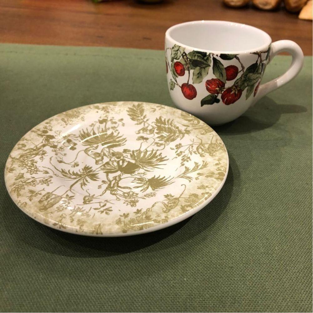 Xícara Café Com Pires Reto Jungle Cerâmica Scalla 100ml - 5