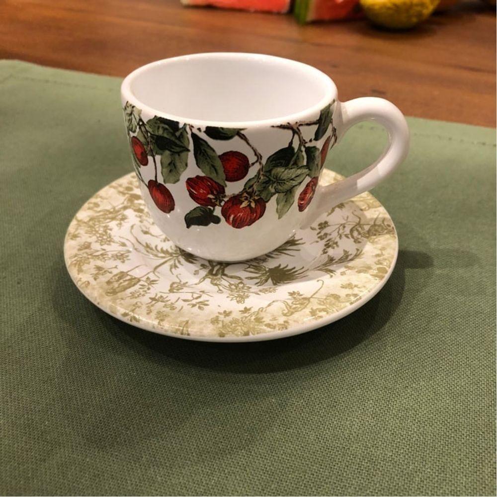 Xícara Café Com Pires Reto Jungle Cerâmica Scalla 100ml - 7