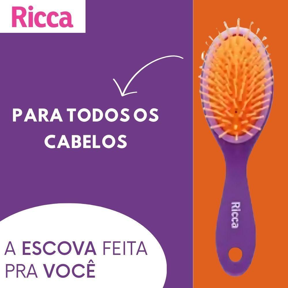 Escova De Cabelo Oval Midi Purple Pequena Roxa Base Almofadada Ricca - 5