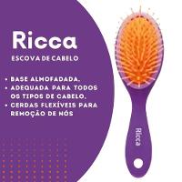 Escova De Cabelo Oval Midi Purple Pequena Roxa Base Almofadada Ricca - 6