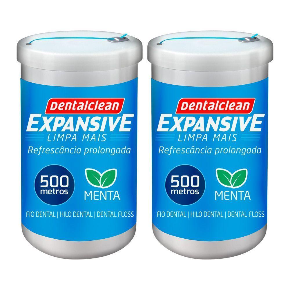Kit 2 Fio Dental 500m Profissional Fita Larga Expansive Menta Dentalclean - 1