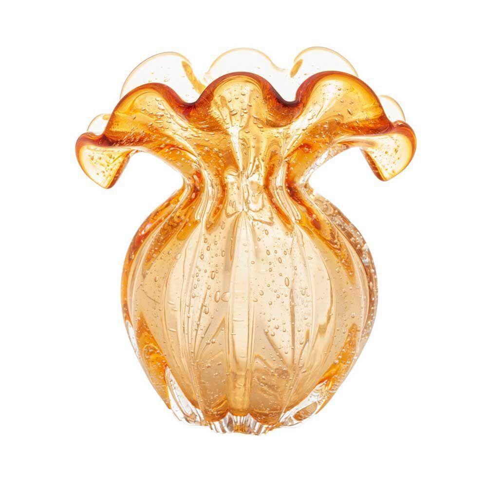 Vaso De Vidro Murano Italy Ambar Lyor 14x11x13,5cm - 1