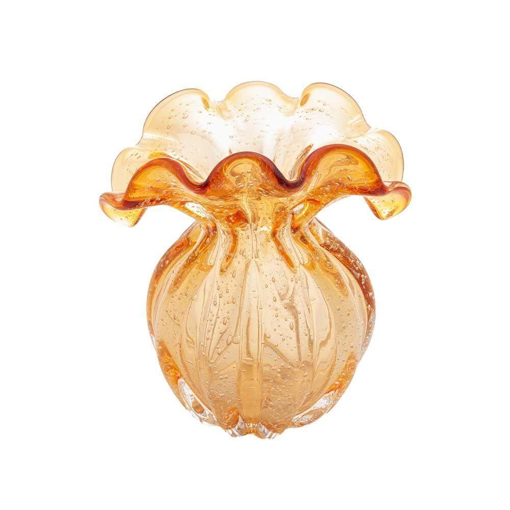 Vaso De Vidro Murano Italy Ambar Lyor 14x11x13,5cm - 2
