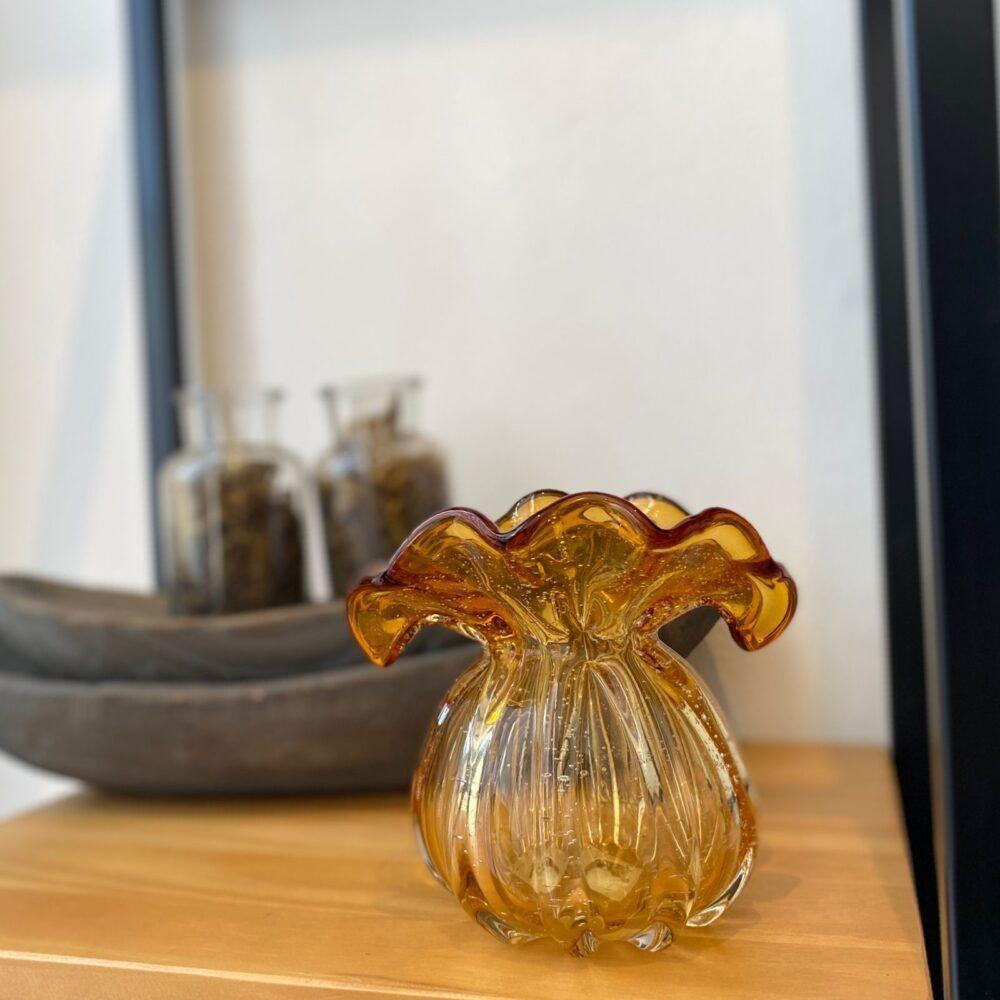 Vaso De Vidro Murano Italy Ambar Lyor 14x11x13,5cm - 3