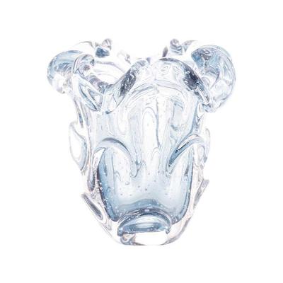 Vaso De Vidro Murano Italy Azul Lyor 13×11,5cm