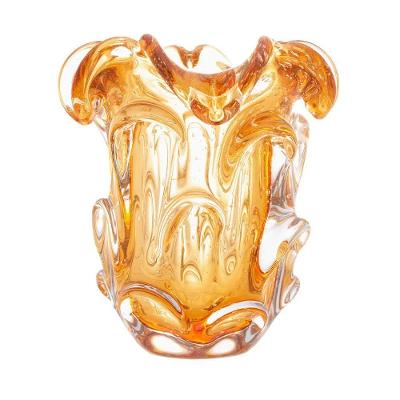 Vaso De Vidro Murano Italy Ambar Lyor 13×11,5cm