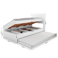 Cama Com Baú Solteiro Com Auxiliar Larissa Branco Framar Com 2 Colchões Probel D20 - 2