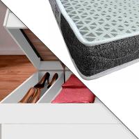 Cama Com Baú Solteiro Com Auxiliar Larissa Branco Framar Com 2 Colchões Probel D20 - 3