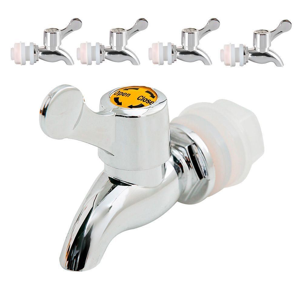 Kit 5 Torneiras Para Suqueira Dispenser Plástico Prata Luxo Filtro Com Vedação - 1
