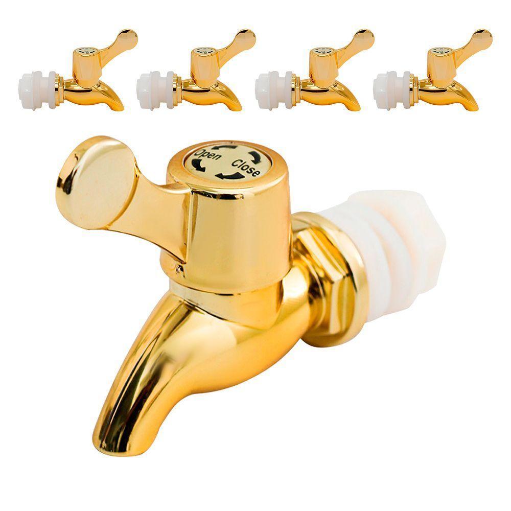 Kit 5 Torneiras Para Suqueira Dispenser Plástico Dourada Luxo Filtro Com Vedação - 1