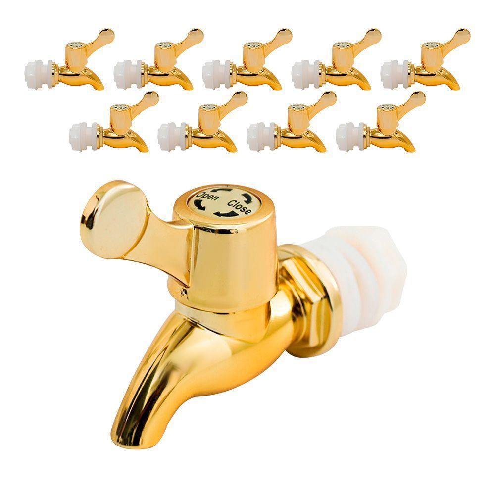 Kit 10 Torneiras Para Suqueira Dispenser Plástico Dourada Luxo Filtro Com Vedação - 1
