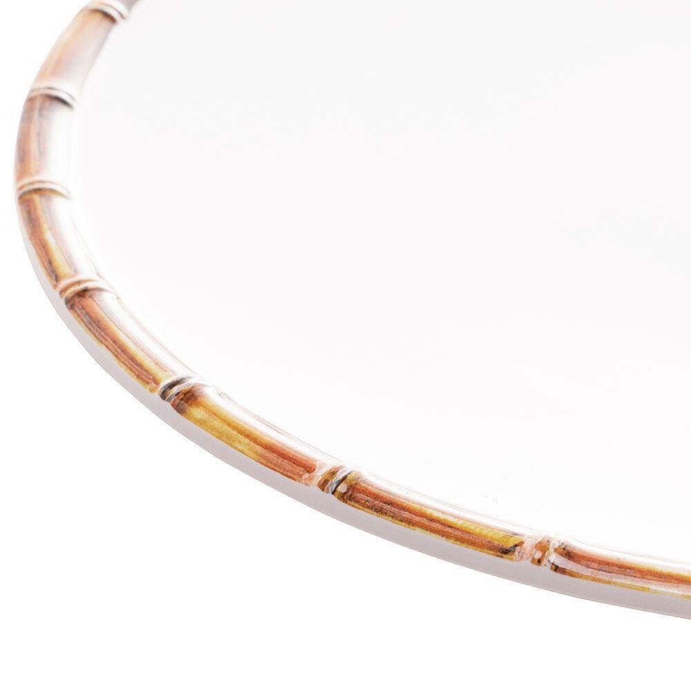 Prato Raso Borda De Bambu Melamina Branco Bon Gourmet 27cm - 3