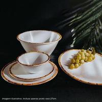 Prato Raso Borda De Bambu Melamina Branco Bon Gourmet 27cm - 2