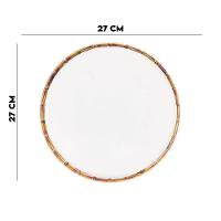 Prato Raso Borda De Bambu Melamina Branco Bon Gourmet 27cm - 5