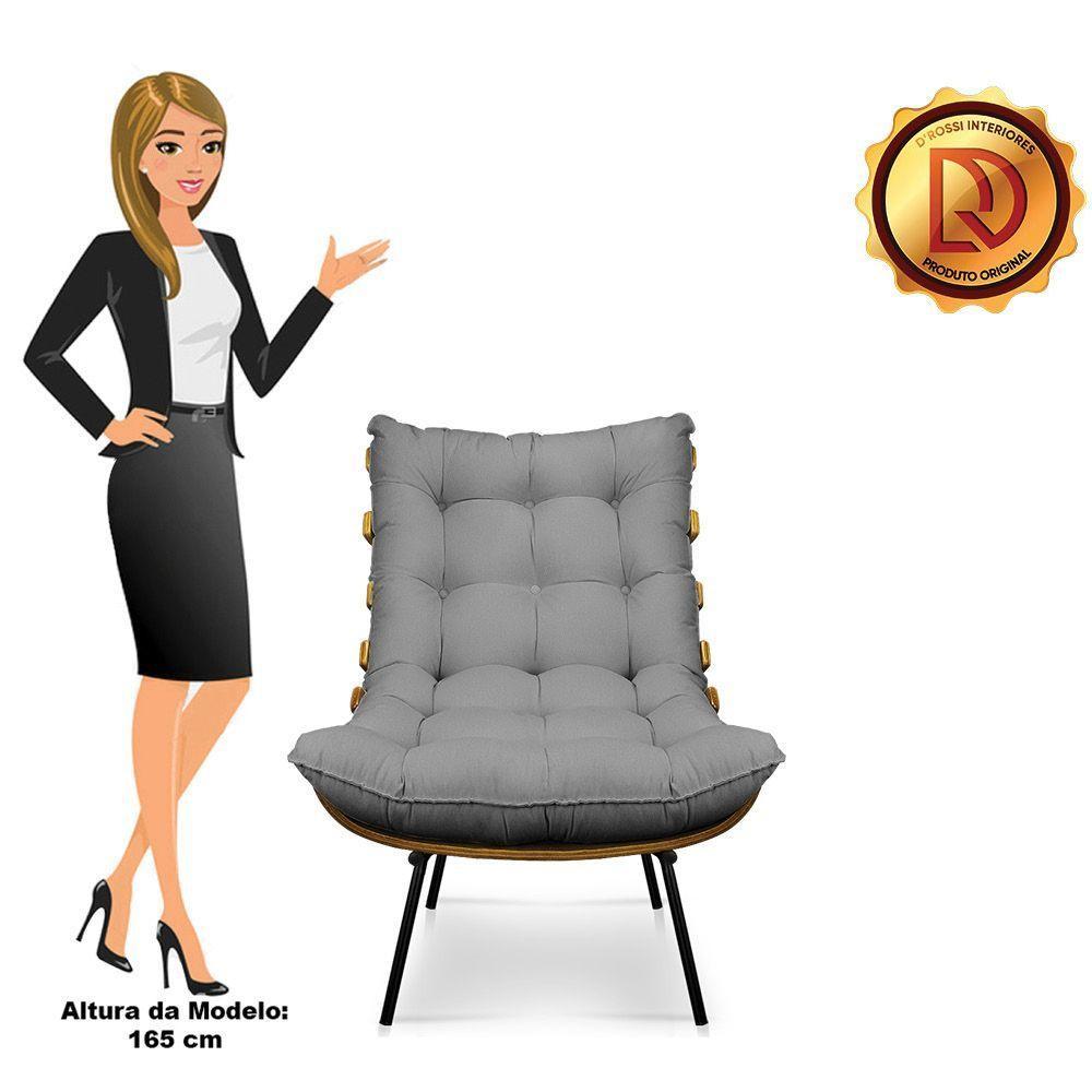 Poltrona Costela Linho Base de Metal A26 Grafite - 3