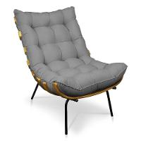 Poltrona Costela Linho Base de Metal A26 Grafite - 1