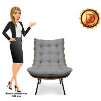 Poltrona Costela Linho Base de Metal A26 Grafite - 3