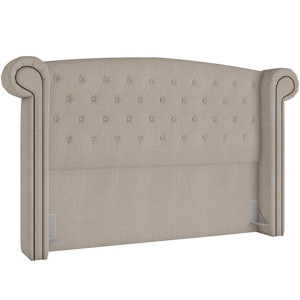Cabeceira Cama Box King Com Tachas 195 Cm Sofia P05 Linho Creme - Lyam Decor - 1