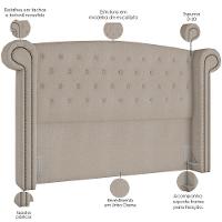 Cabeceira Cama Box King Com Tachas 195 Cm Sofia P05 Linho Creme - Lyam Decor - 2