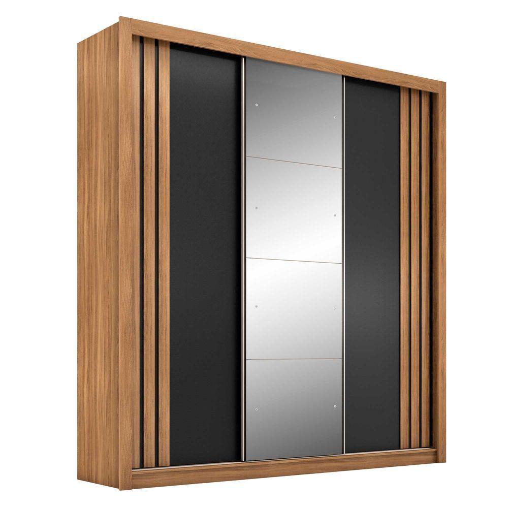 Guarda Roupa Casal 3 Portas Moema Amendola Touch/nude Preto Prime Tx Flex - Demóbile - 1