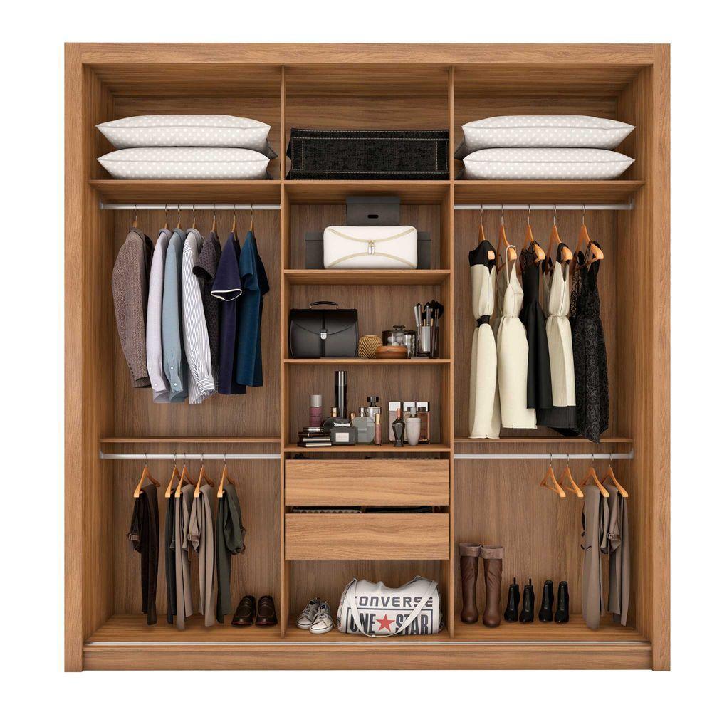 Guarda Roupa Casal 3 Portas Moema Amendola Touch/nude Preto Prime Tx Flex - Demóbile - 3