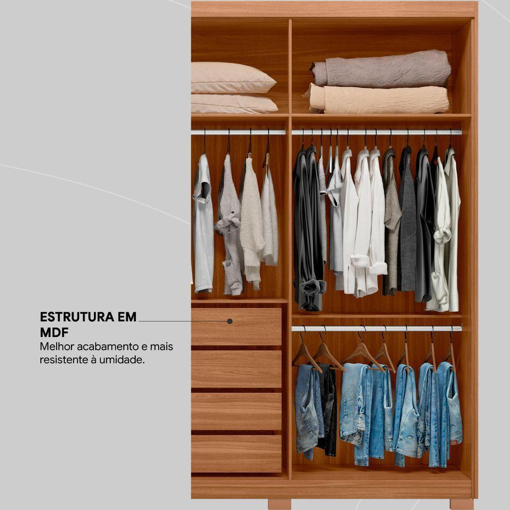 Guarda Roupa Casal 6 Portas 4 Gavetas Venice Com Pés Amendola Touch/off White - Demóbile - 3