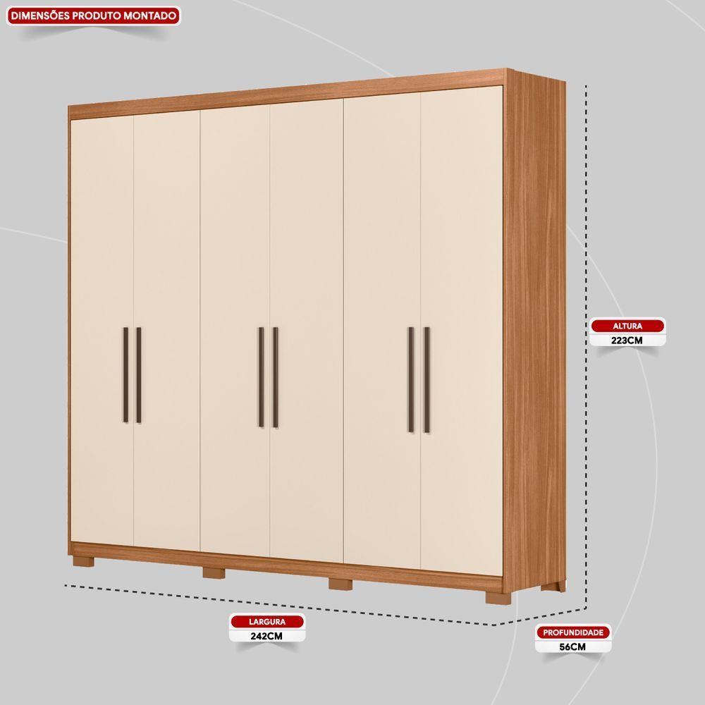 Guarda Roupa Casal 6 Portas 4 Gavetas Venice Com Pés Amendola Touch/off White - Demóbile - 5