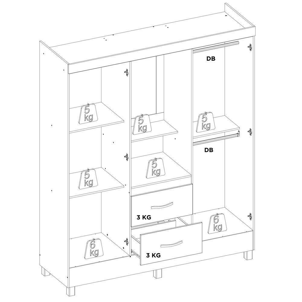 Guarda Roupa Capelinha 4 Portas Lord Branco/rosa/branco Flex - Demóbile - 2