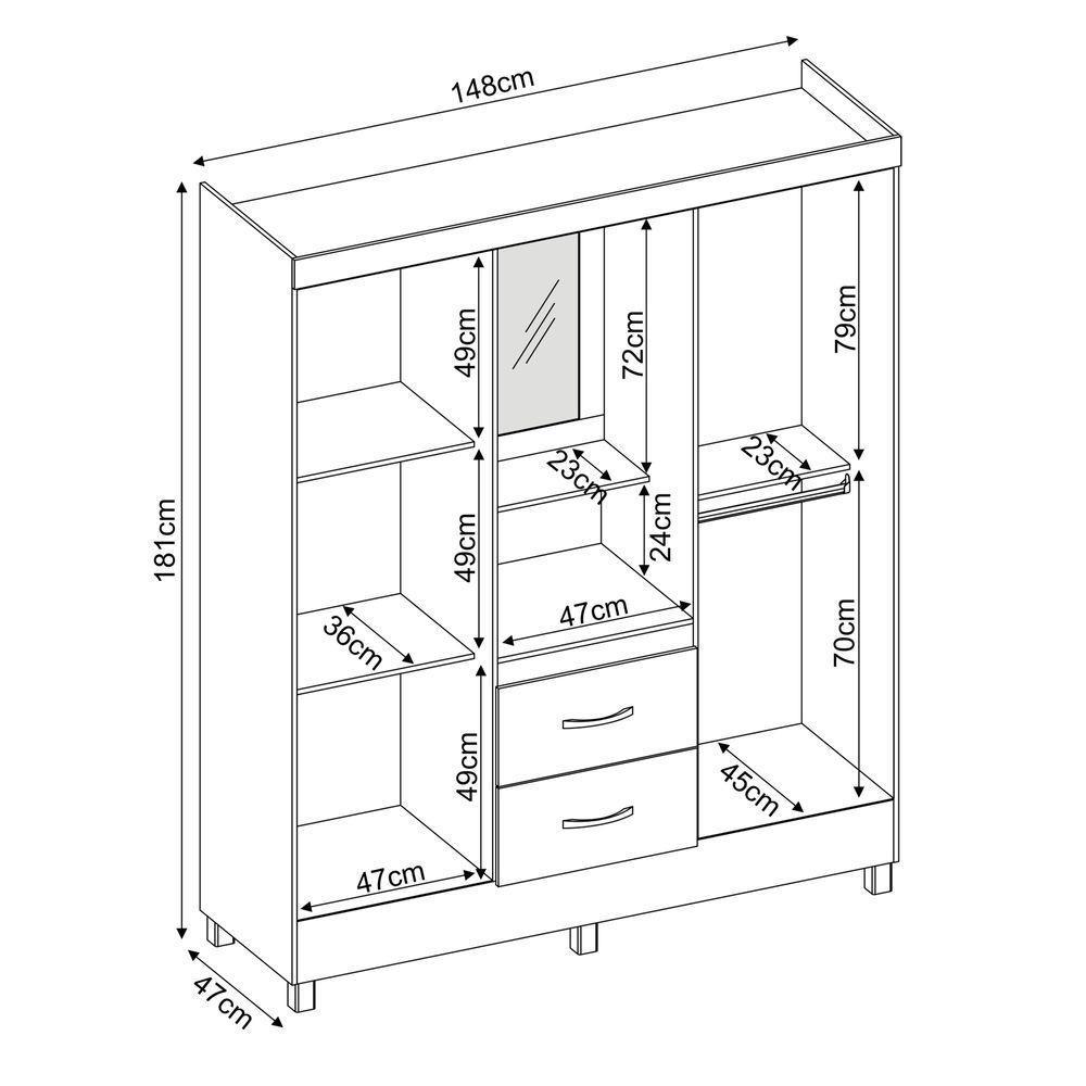 Guarda Roupa Capelinha 4 Portas Lord Branco/rosa/branco Flex - Demóbile - 3