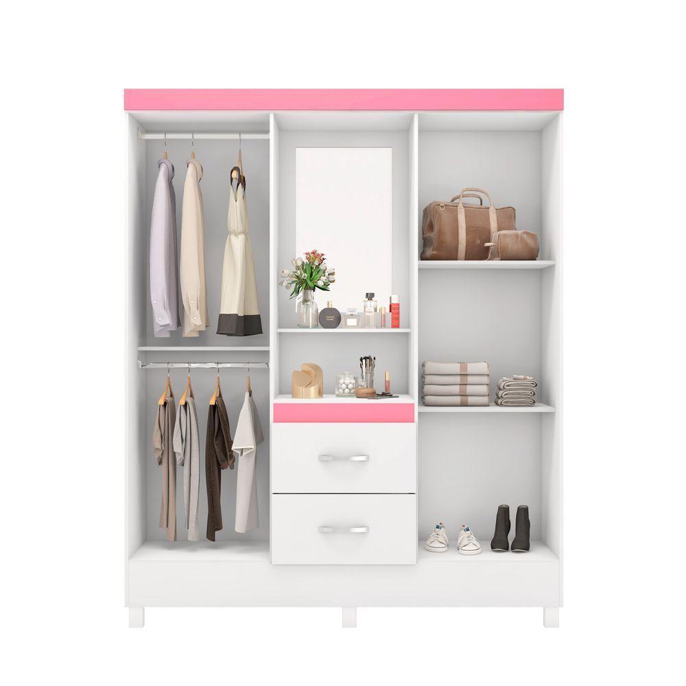 Guarda Roupa Capelinha 4 Portas Lord Branco/rosa/branco Flex - Demóbile - 4