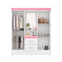 Guarda Roupa Capelinha 4 Portas Lord Branco/rosa/branco Flex - Demóbile