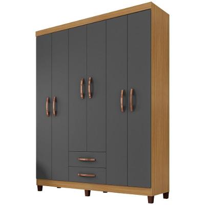 Guarda Roupa Casal 6 Portas E 2 Gavetas Modena Carvalho Americano/grafite - Incorplac