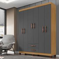 Guarda Roupa Casal 6 Portas E 2 Gavetas Modena Carvalho Americano/grafite - Incorplac - 3