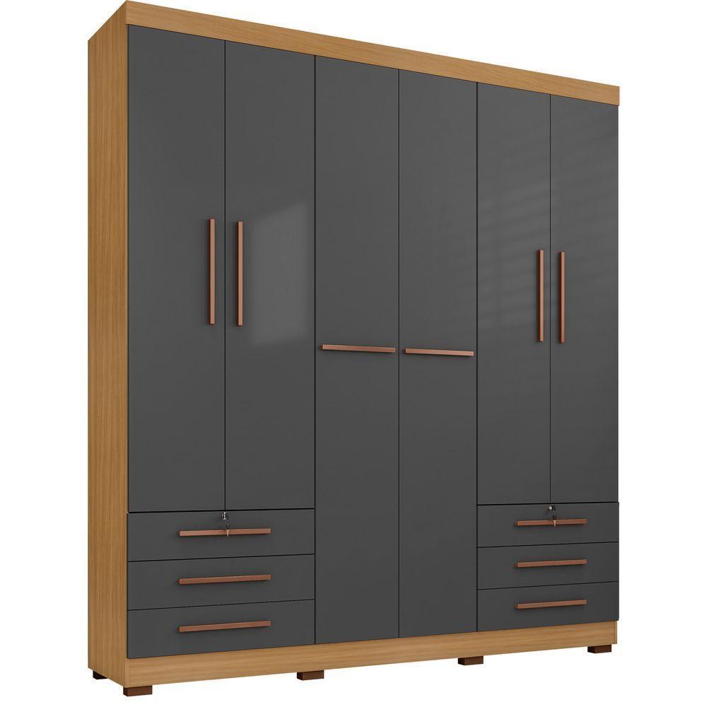 Guarda Roupa Casal 6 Portas E 6 Gavetas Londres Carvalho Americano/grafite - Incorplac - 1
