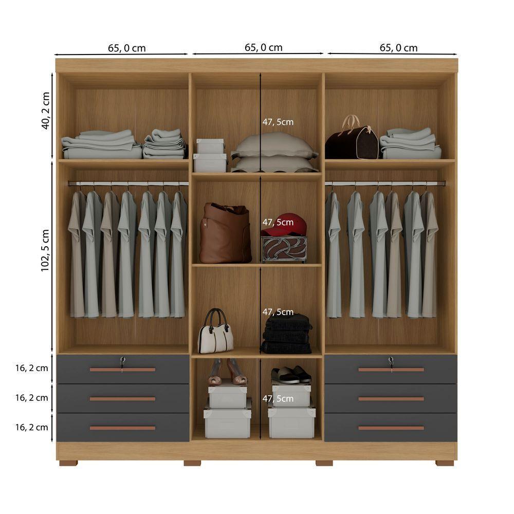Guarda Roupa Casal 6 Portas E 6 Gavetas Londres Carvalho Americano/grafite - Incorplac - 5